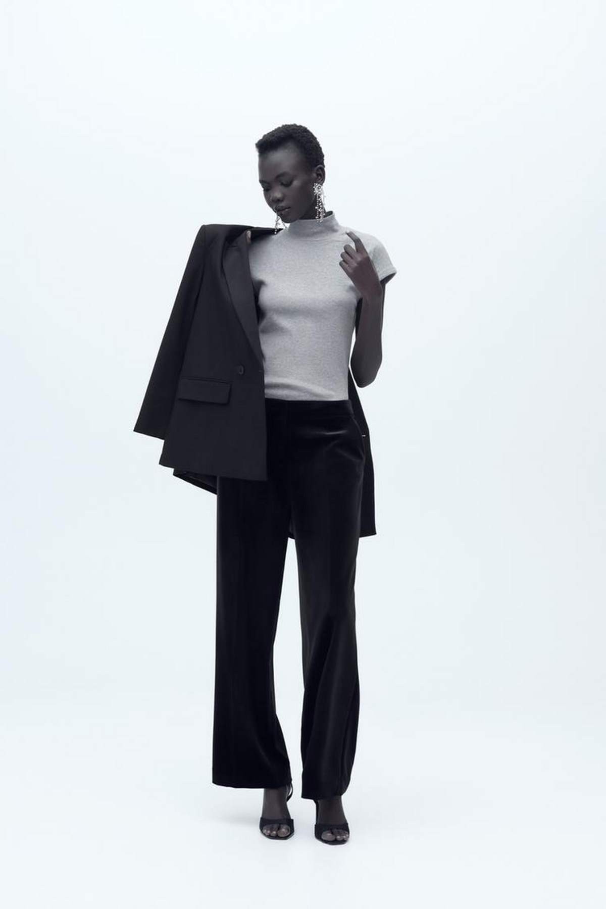 zara μπλούζα με ζιβάγκο γκρι