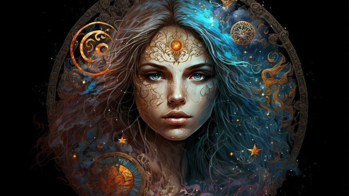 Ένα πρόσωπο με σύμβολα ζωδίων