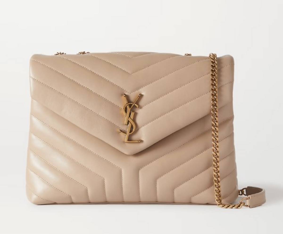 μπεζ τσάντα καπιτονέ YSL