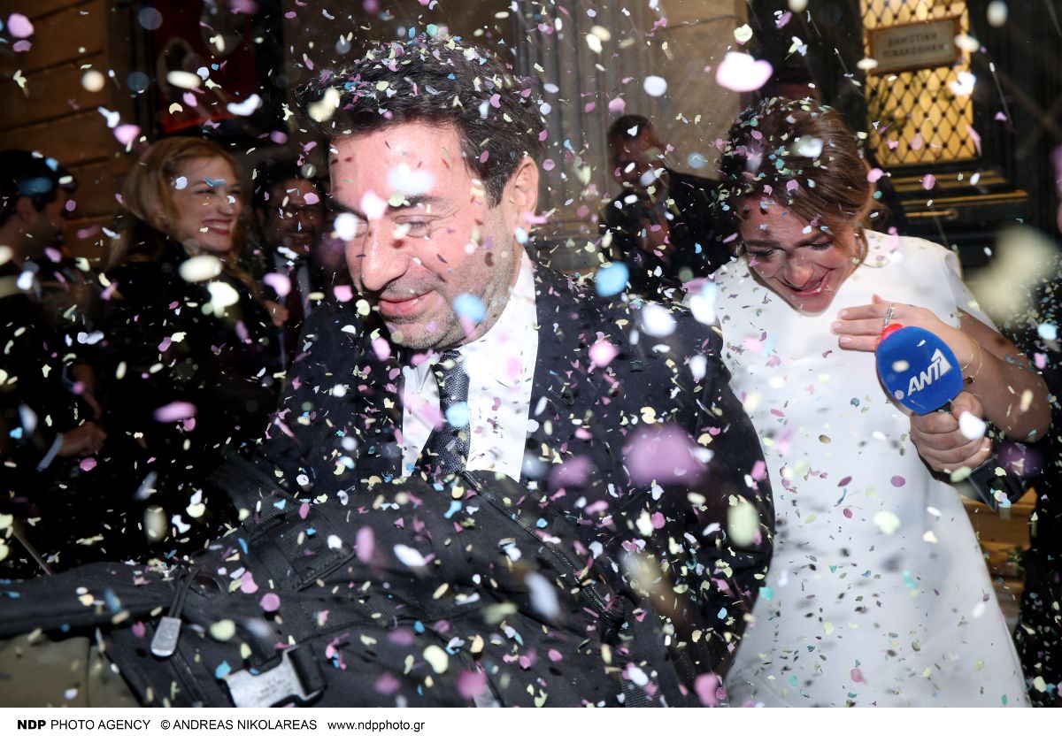 Η Δόμνα Μιχαηλίδου και ο σύζυγός της στον γάμο τους