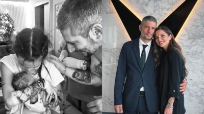 Η Εριέττα Κούρκουλου με τον σύζυγό της και το παιδί της