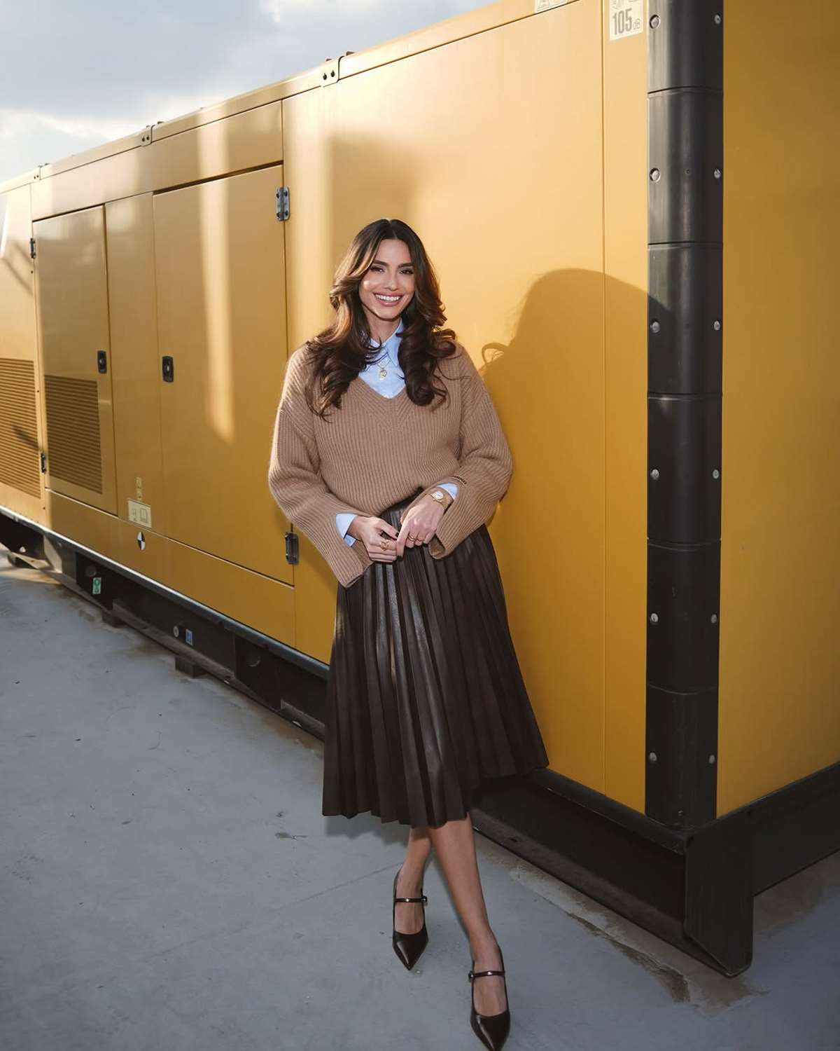 Η Ηλιάνα Παπαγεωργίου έξω από το πλατό