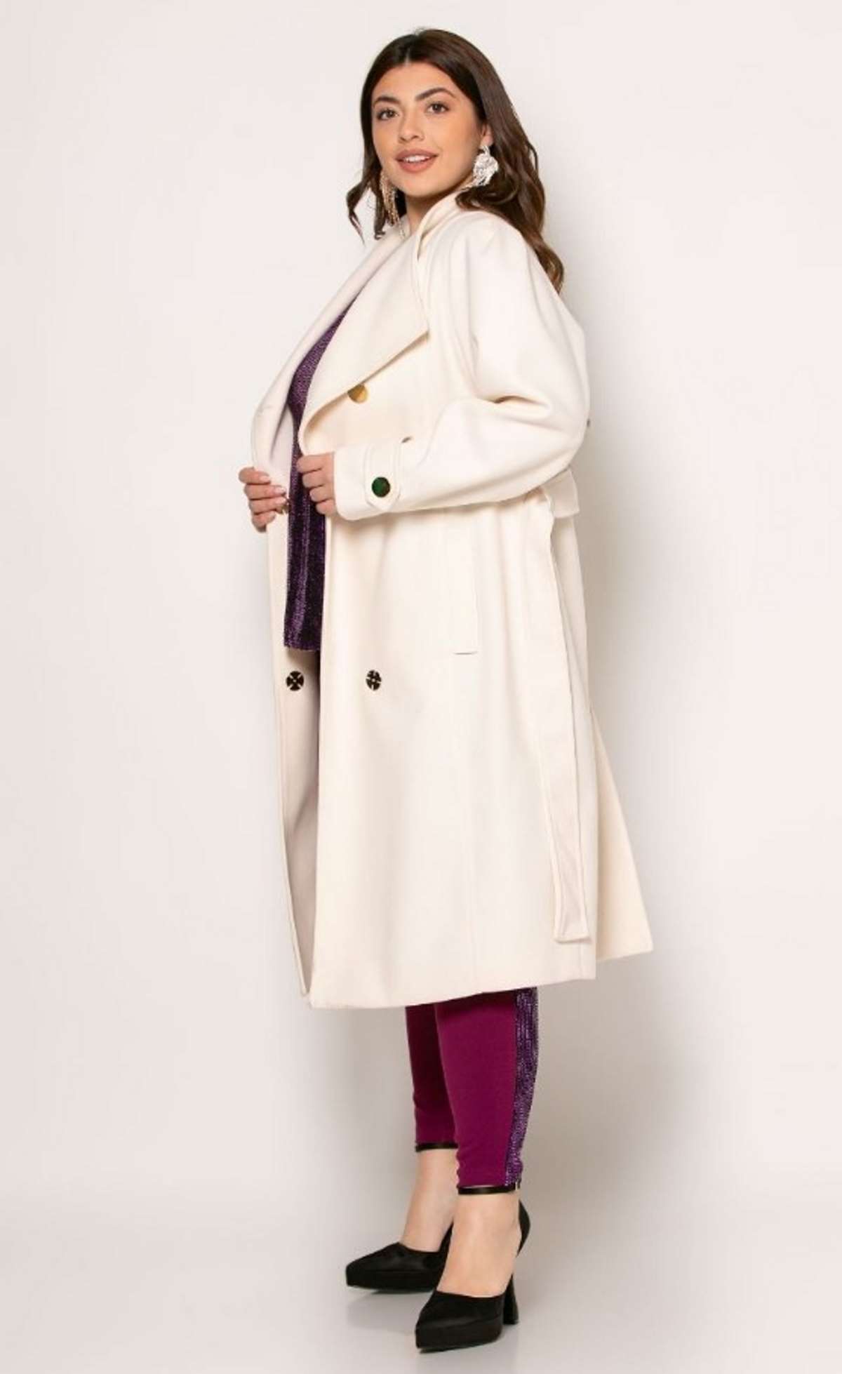 λευκό παλτό kazi line