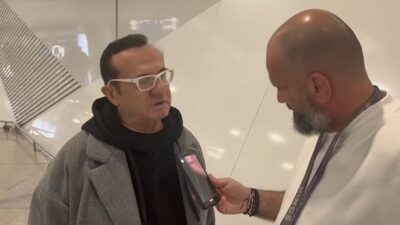 Ο Λευτέρης Πανταζής στο αεροδρόμιο