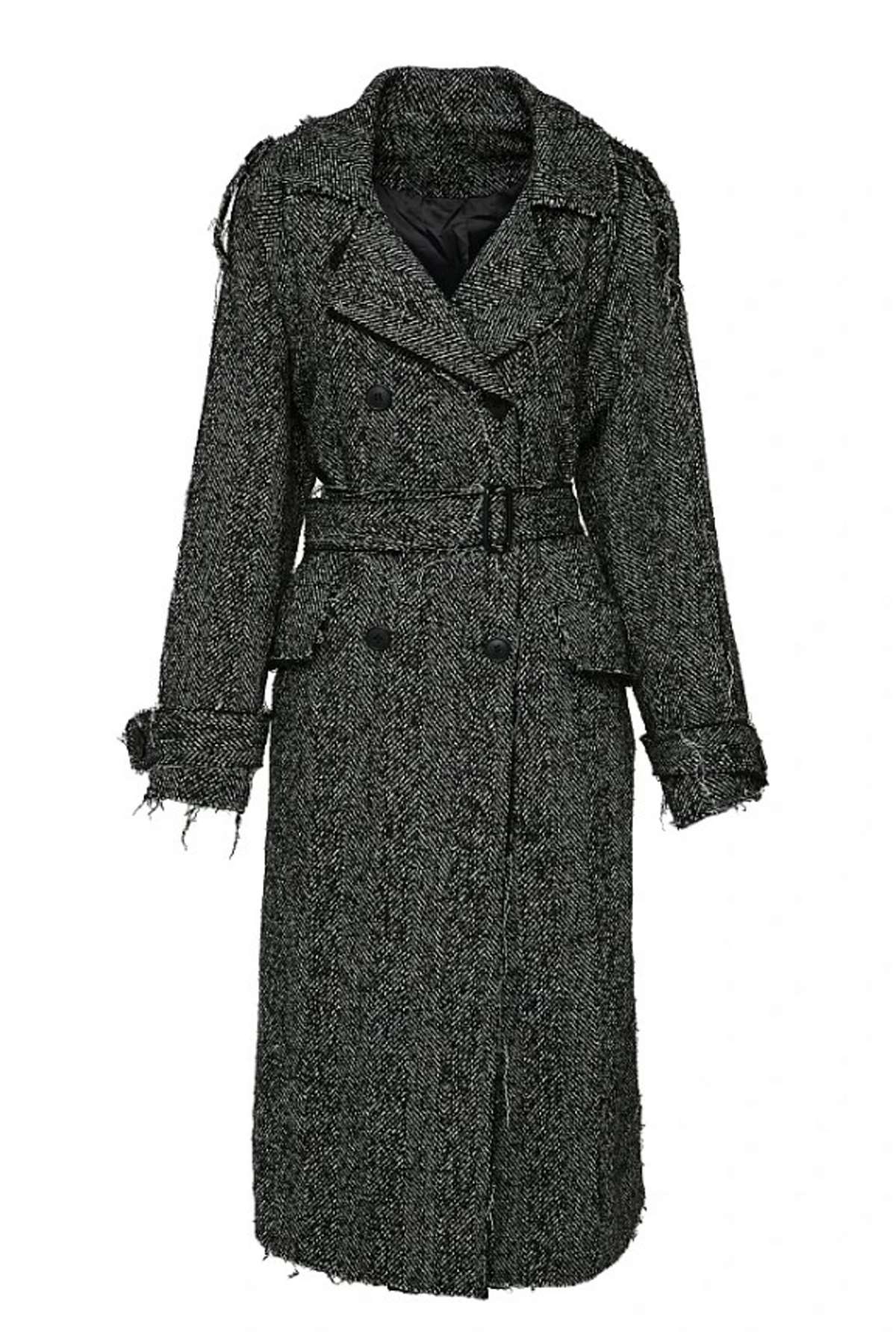 παλτό ψαροκόκαλο με ζώνη