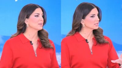 Η Σταματίνα Τσιμτσιλή με κόκκινο πουκάμισο στο Happy Day
