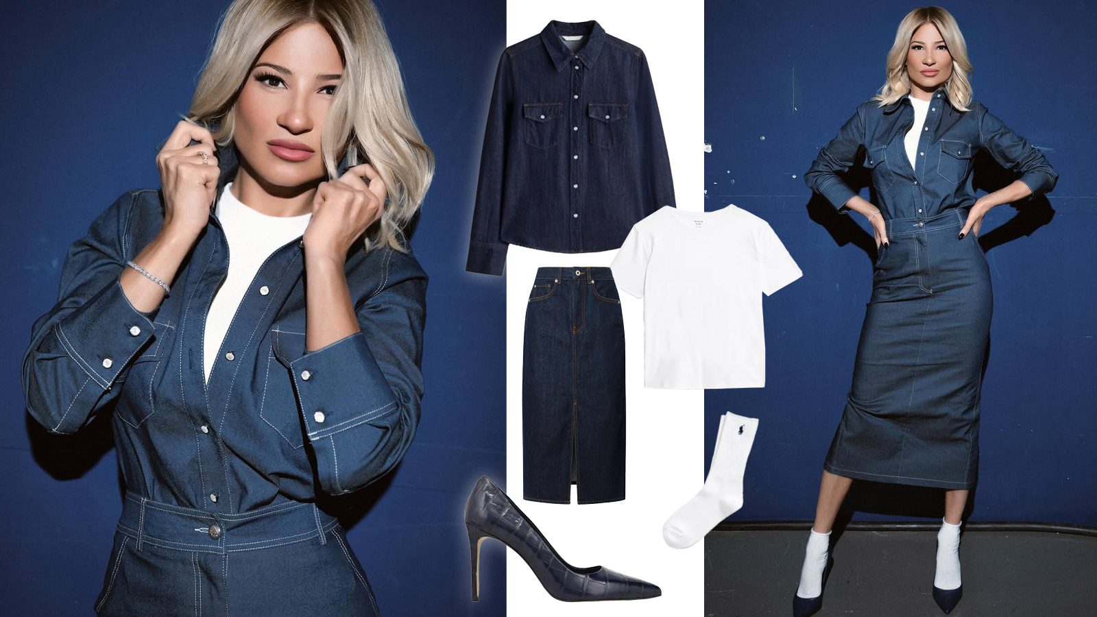 H Φαίη Σκορδά με την τάση denim on denim