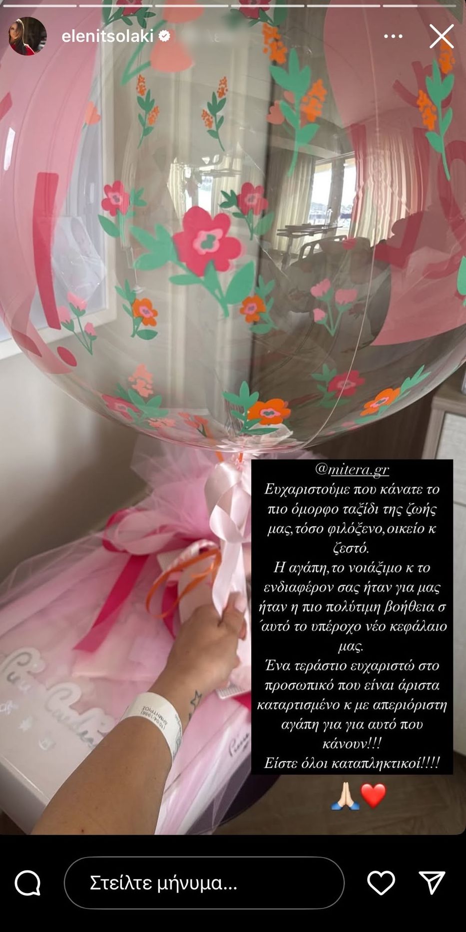 Η ανάρτηση της Ελένης Τσολάκη στο Instagram