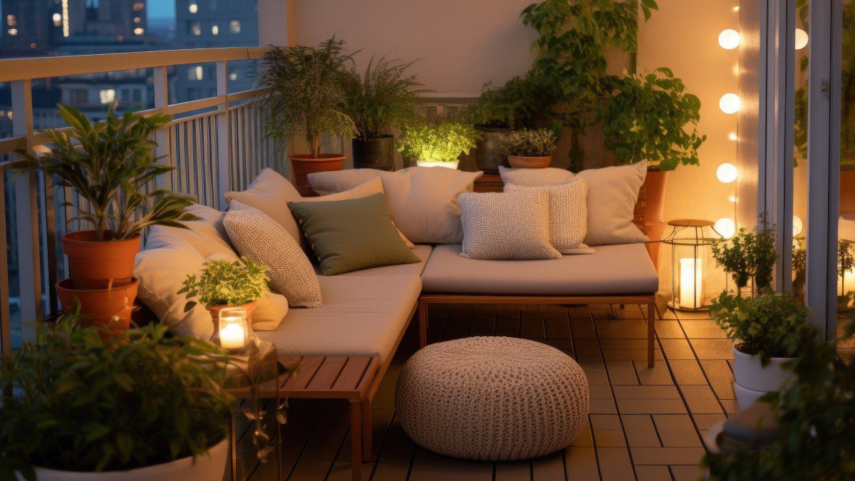 ΙΚΕΑ ξύλινο σετ σε μπαλκόνι