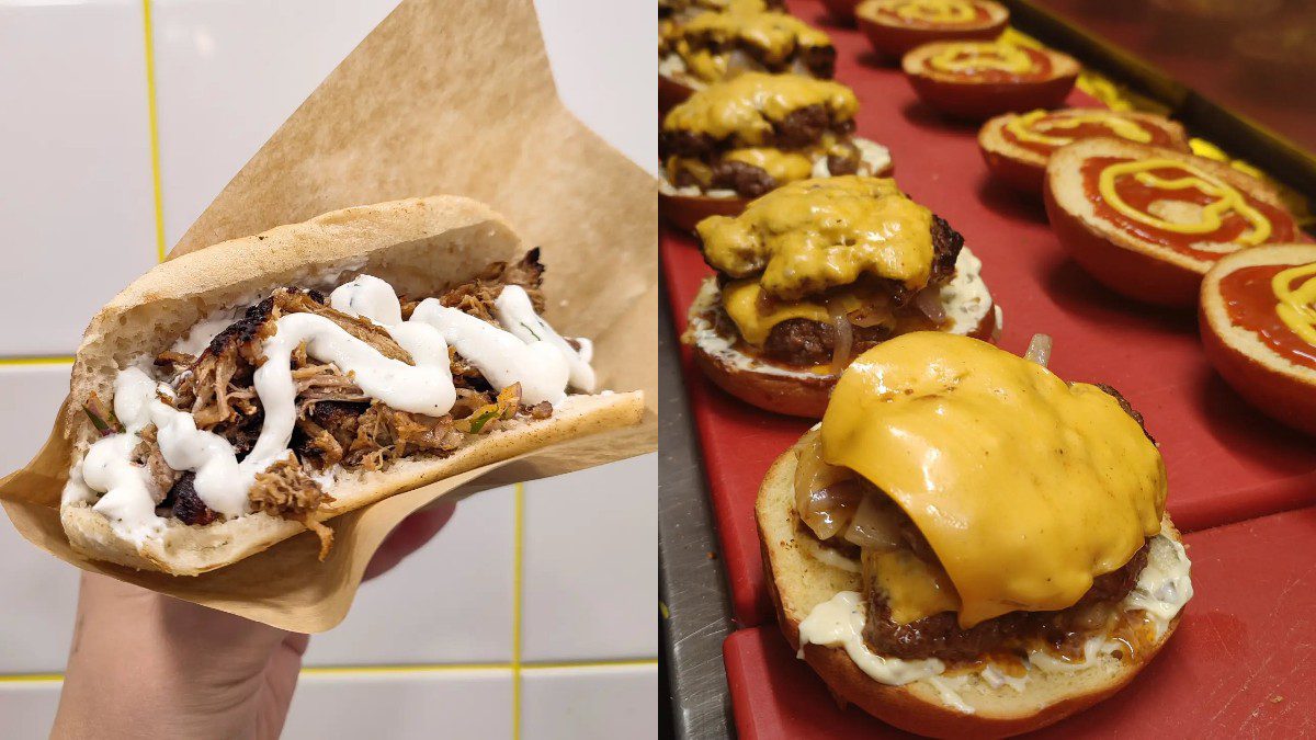 ένα σάντουιτς (αριστερά) και ένα μπέργκερ (δεξιά)