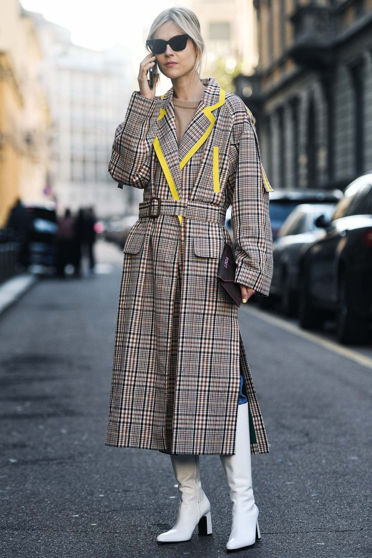 Καρό καμπαρντίνα στο street style