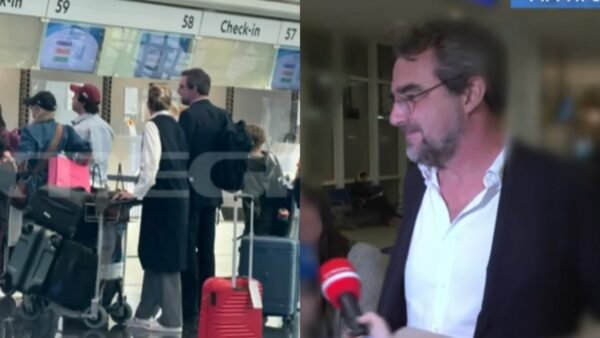 Ο Νικόλαος Ντε Γκρες με τη Χρυσή Βαρδινογιάννη στο αεροδρόμιο