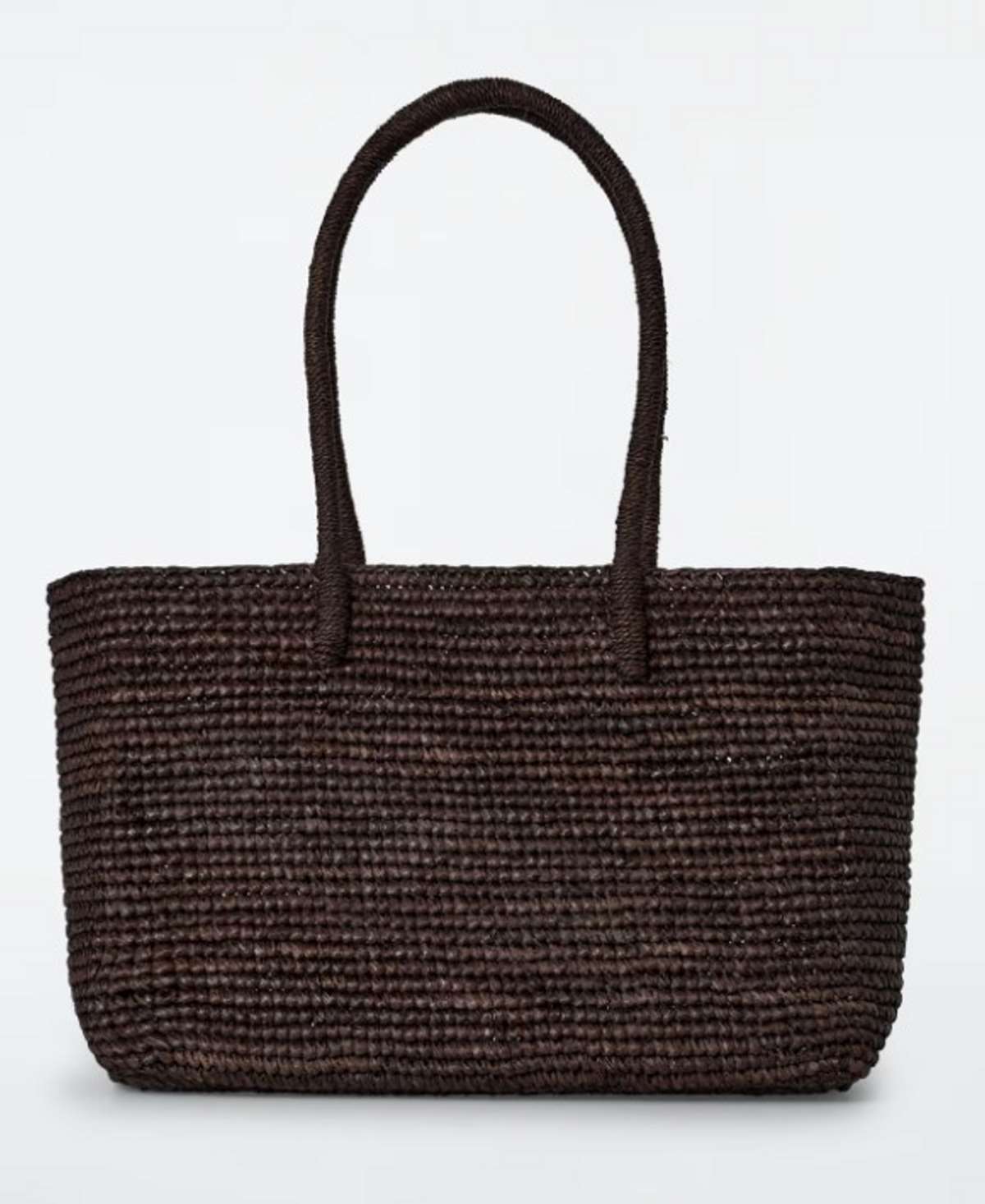 τσάντα ψάθινη πλεκτή καφέ COS