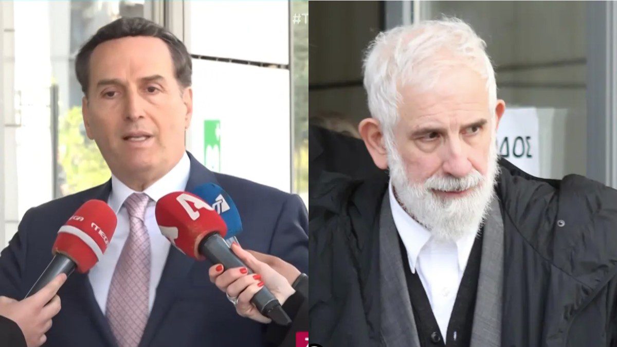 Ο Δημητρακόπουλος μιλαει για τον Φιλιππίδη έξω από το δικαστήριο