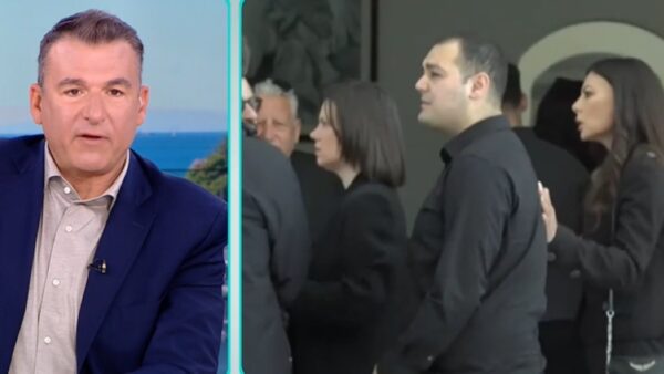 Ο Γιώργος Λιάγκας και ο Χρίστος Κούγιας με την Εύη Βατίδου στο μνημόσυνο του Αλέξη