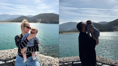 Η Φωτεινή Πετρογιάννη και ο Μιχάλης Ρουμπής με τον γιο τους