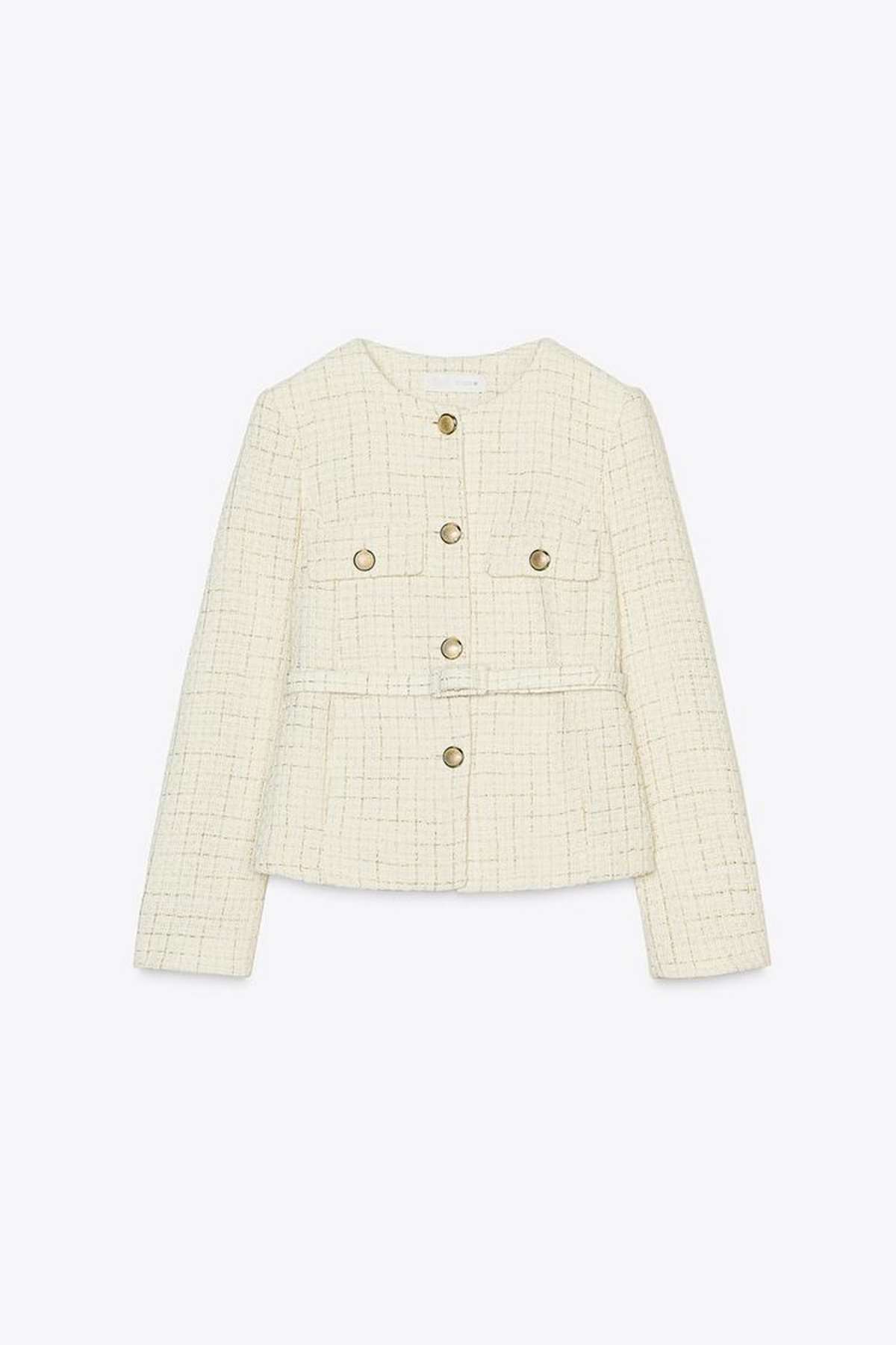 σακάκι Zara μπεζ μπουκλέ