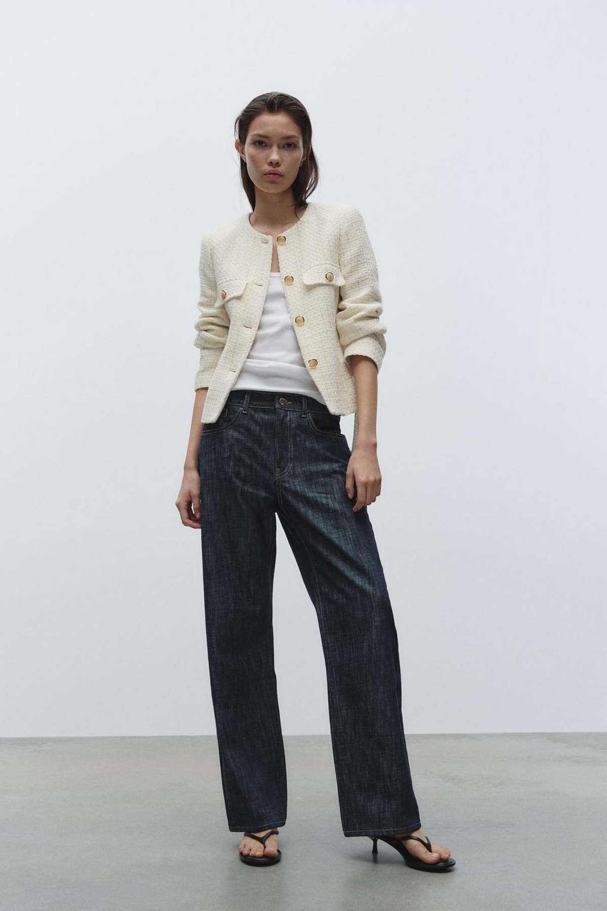 Σακάκι Zara μπεζ μπουκλέ