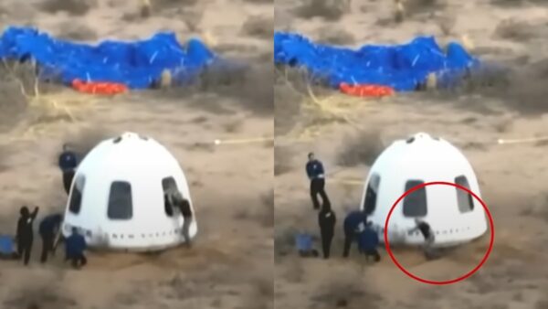 Ο Τζεφ Μπέζος τρώει τούμπα την ώρα που υποδέχεται τη διαστημική αποστολή