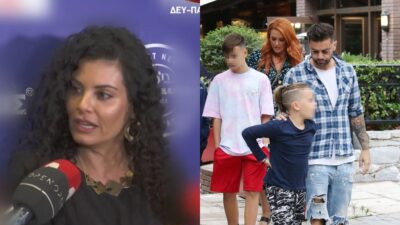 Η Μαρία Κορινθίου ο Θοδωρής Μαραντίνης και η Σίσσυ Χρηστίδου με τα παιδιά τους