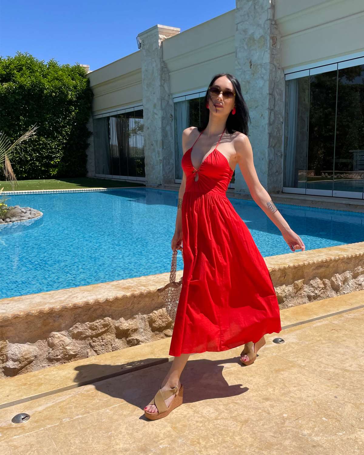 κόκκινο φόρεμα Marks & Spencer