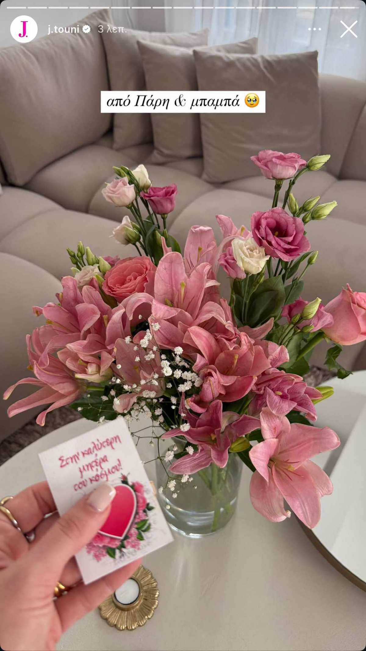 Η ανάρτηση της Ιωάννας Τούνη για το δώρο που έλαβε από τον Δημήτρη Αλεξάνδρου