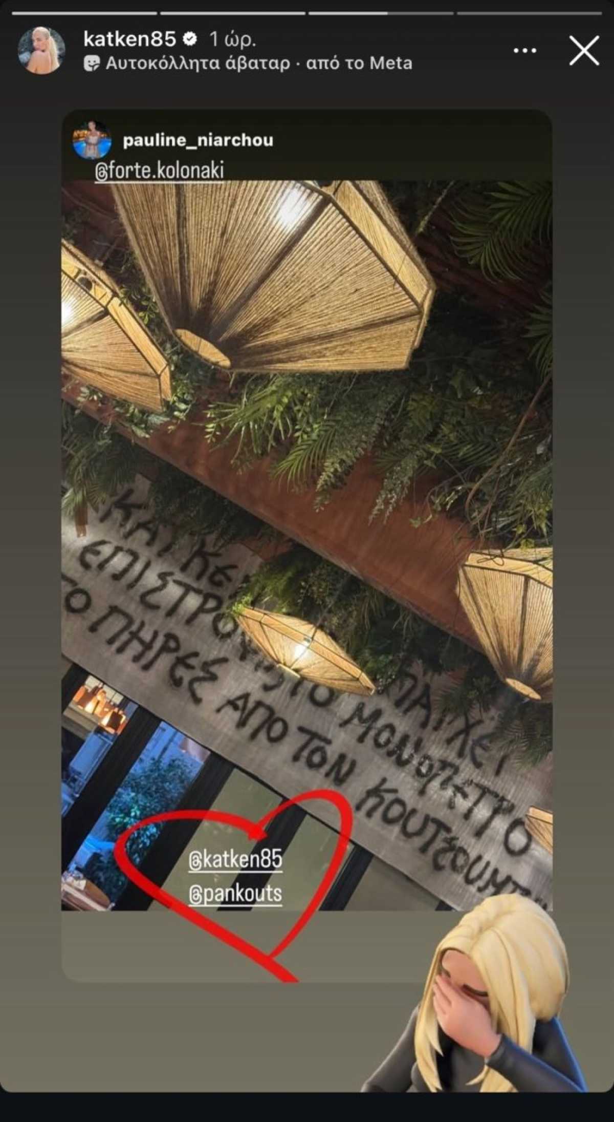 Η ανάρτηση της Κατερίνας Καινούργιου