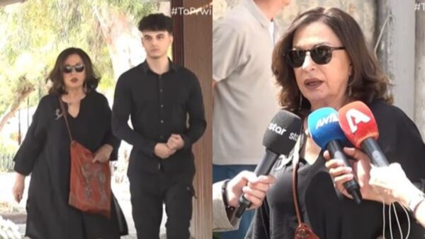 Η Χάρις Αλεξίου στην κηδεία του Αχιλλέα Θεοφίλου