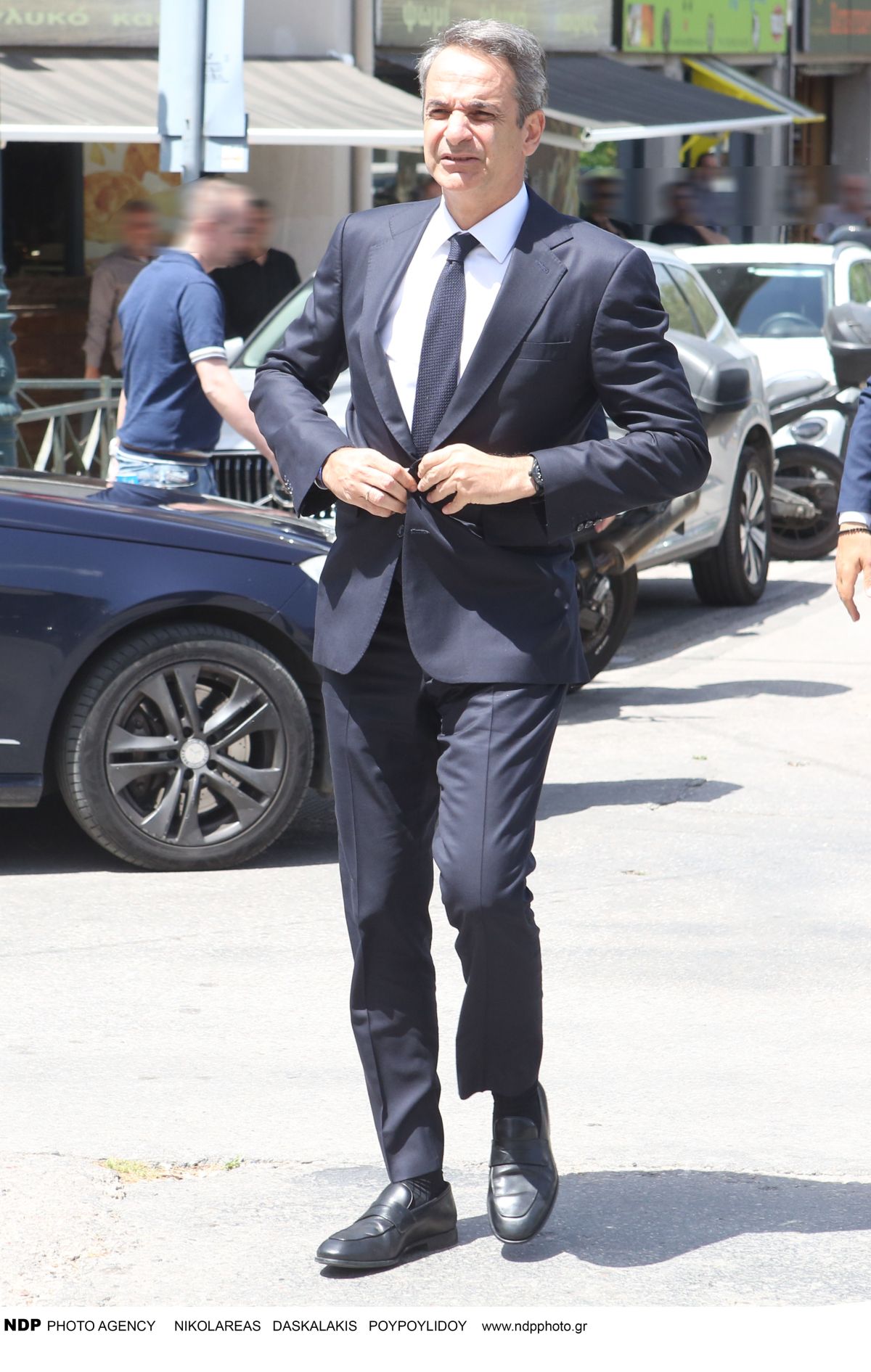 Ο Κυριακός Μητσοτάκης στην κηδεία του Πέτρου Μολυβιάτη