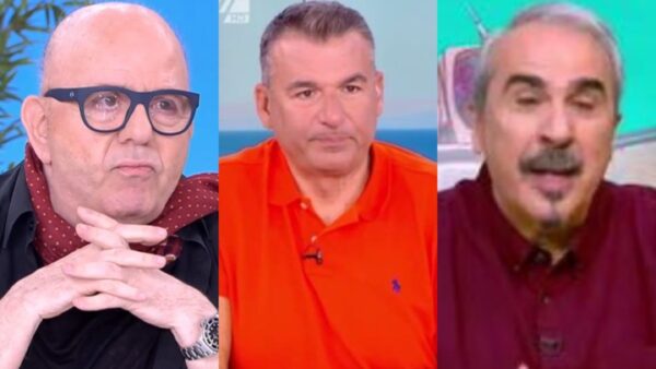 Ο Νίκος Μουρατίδης, ο Γιώργος Λιάγκας, και Βαγγέλης Περρής