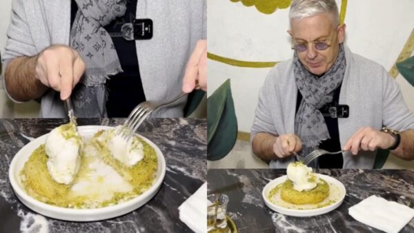 Ο Τάσος Δούσης τρώει κιουνεφέ