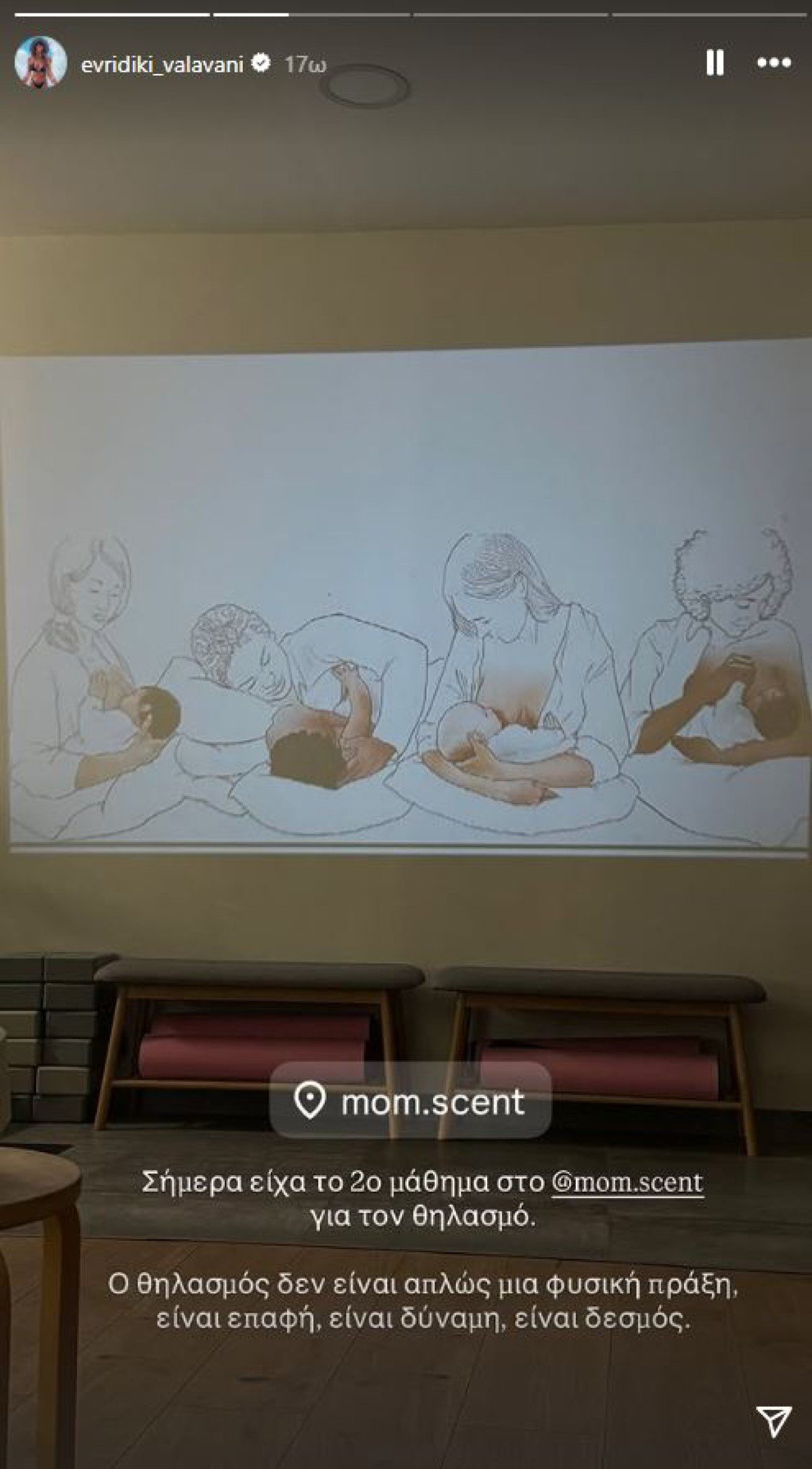 Φωτογραφία από το μάθημα θηλασμού που έκανε η Ευρυδίκη Βαλαβάνη