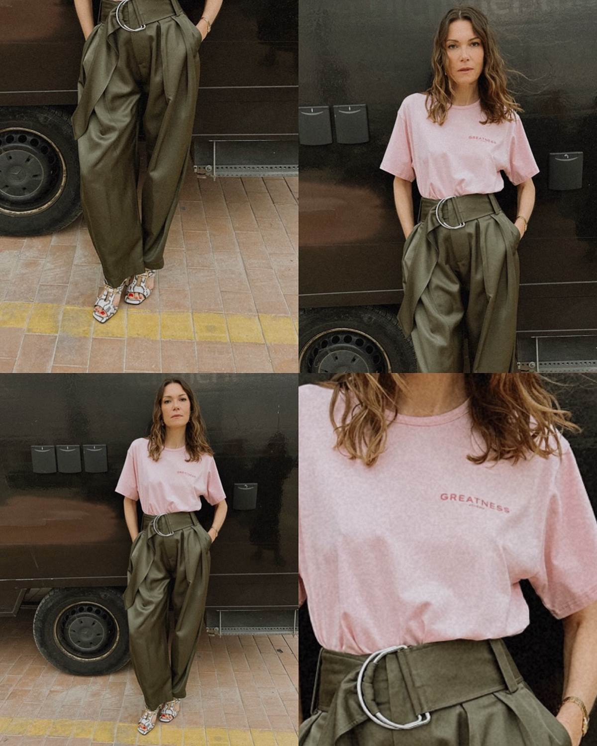 H Βίκυ Καγιά με χακί παντελόνι