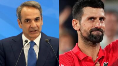 Ο Κυριάκος Μητσοτάκης και ο Νόβακ Τζόκοβιτς