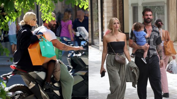 Η Ιωάννα Τούνη με τον Δημήτρη Αλεξάνδρου πάνω σε μηχανή και με τον γιο τους στους δρόμους της Αθήνας