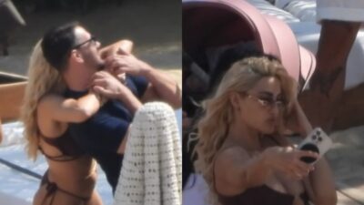 Η Ιωάννα Τούνη στη Μύκονο αγκαλιά με φίλο της