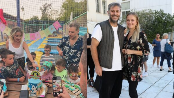 Η Λένα Δροσάκη και ο Αλέξανδρος Μπουρδούμης στο πάρτι του γιου του και μόνοι τους
