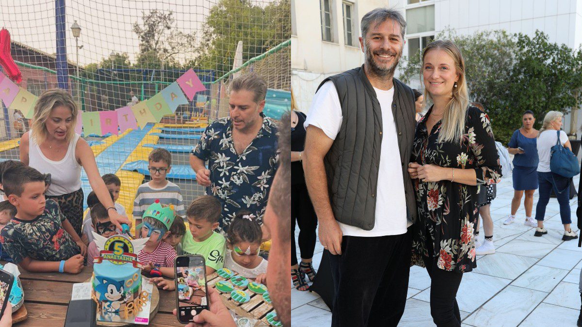 Η Λένα Δροσάκη και ο Αλέξανδρος Μπουρδούμης στο πάρτι του γιου του και μόνοι τους