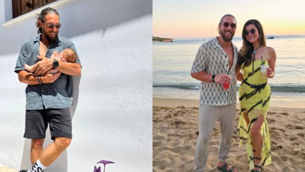 Ο Γιώργος Κόρομι, η σύντροφός του και το παιδί τους