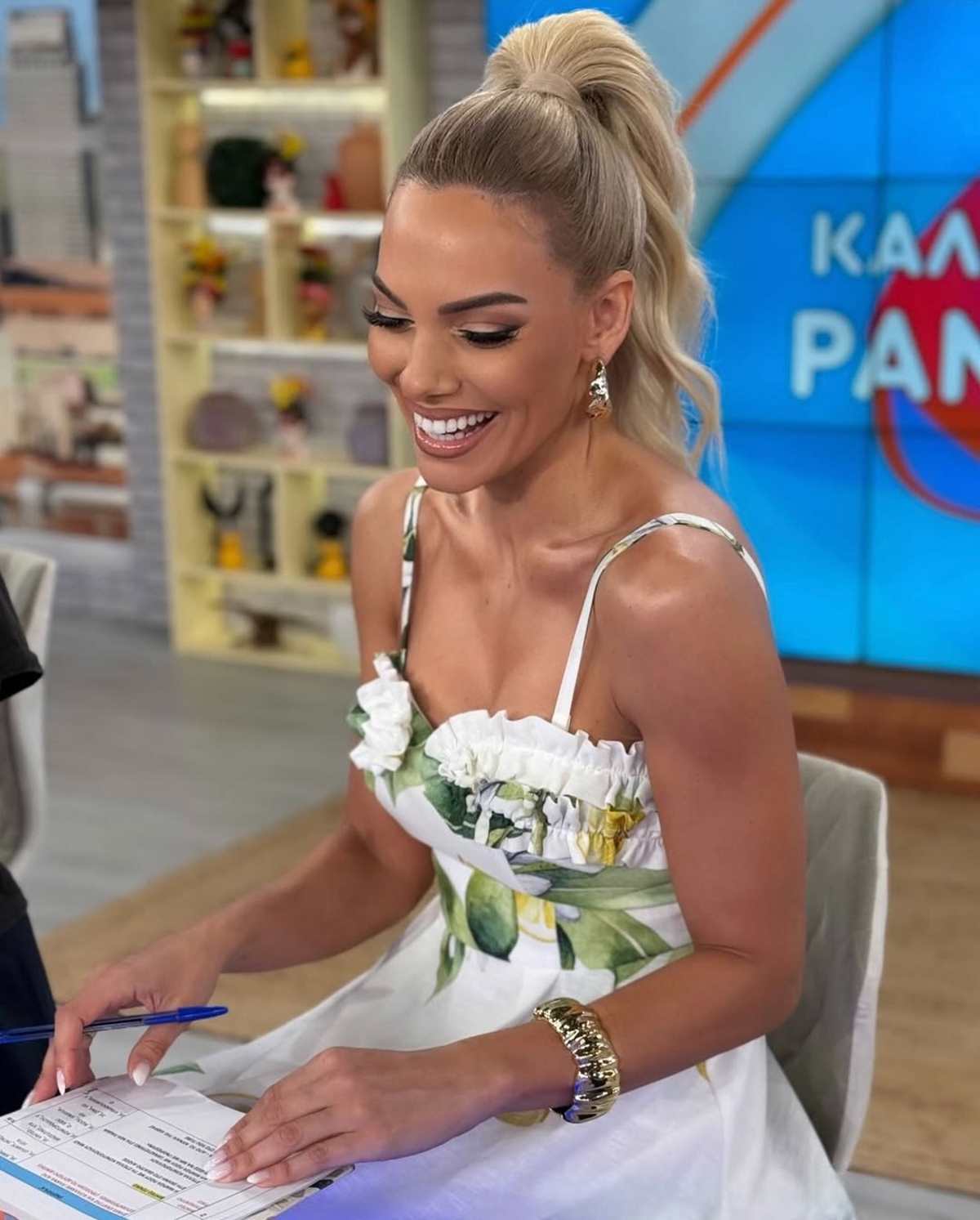 H Ιωάννα Μαλέσκου στο πλατό