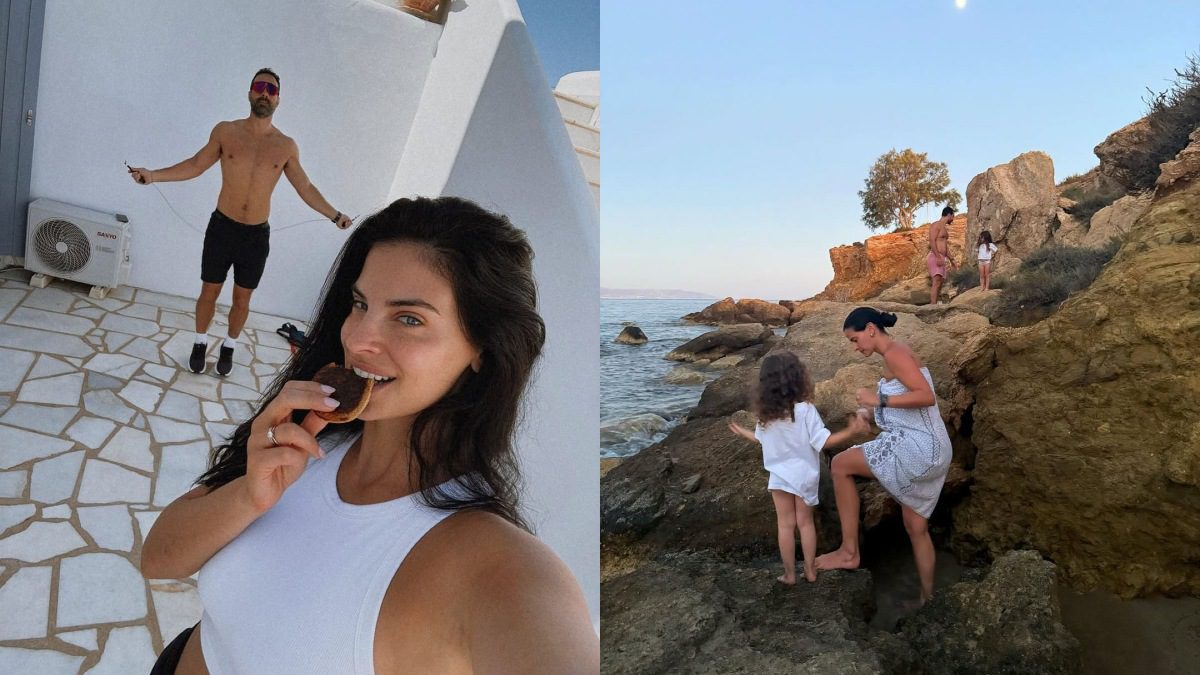 Η Χριστίνα Μπόμπα και ο Σάκης Τανιμανίδης με τα παιδιά τους στην Πάρο