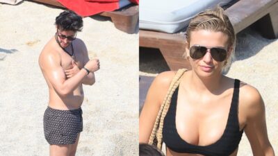 Ο Χάρης Παπατζανής και η Κατερίνα Λιόλιου στην παραλία