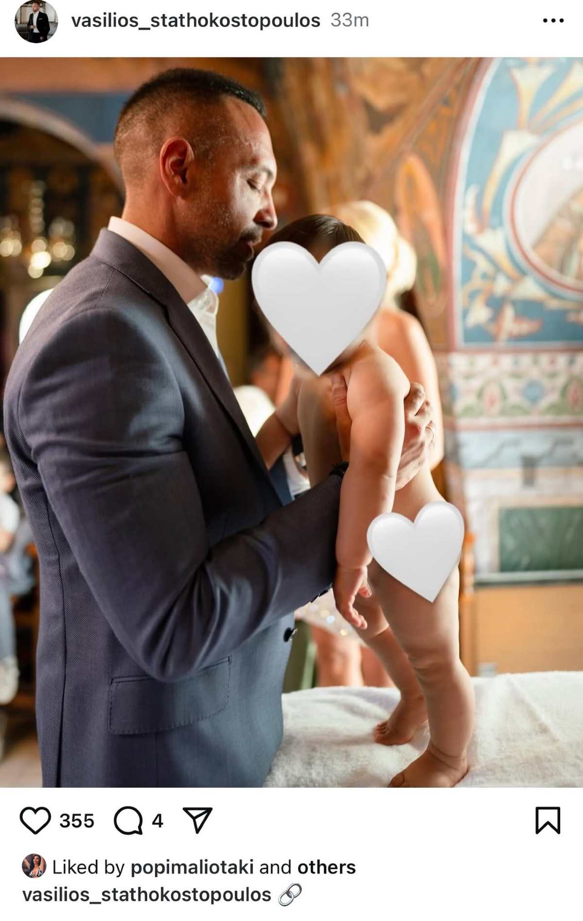 Βασίλης Σταθοκωστόπουλος: Η τρυφερή φωτογραφία που ανέβασε από τη βάφτιση του γιου του