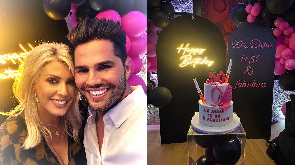 Η Δώρα Δημητροπούλου με τον Γιώργο Τσαλίκη στα γενέθλιά της