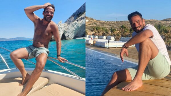 Ο Κώστας Τσουρος σε σκάφος και δίπλα σε πισίνα