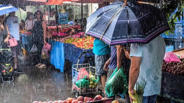 βρέχει σε λαϊκή αγορά