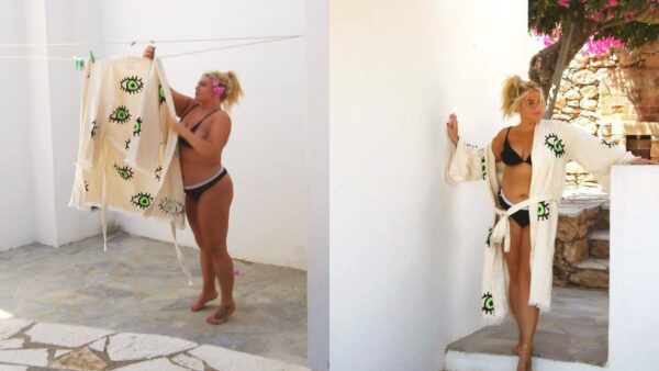 Η Δανάη Μπάρκα με μαγιό στη Σύρο