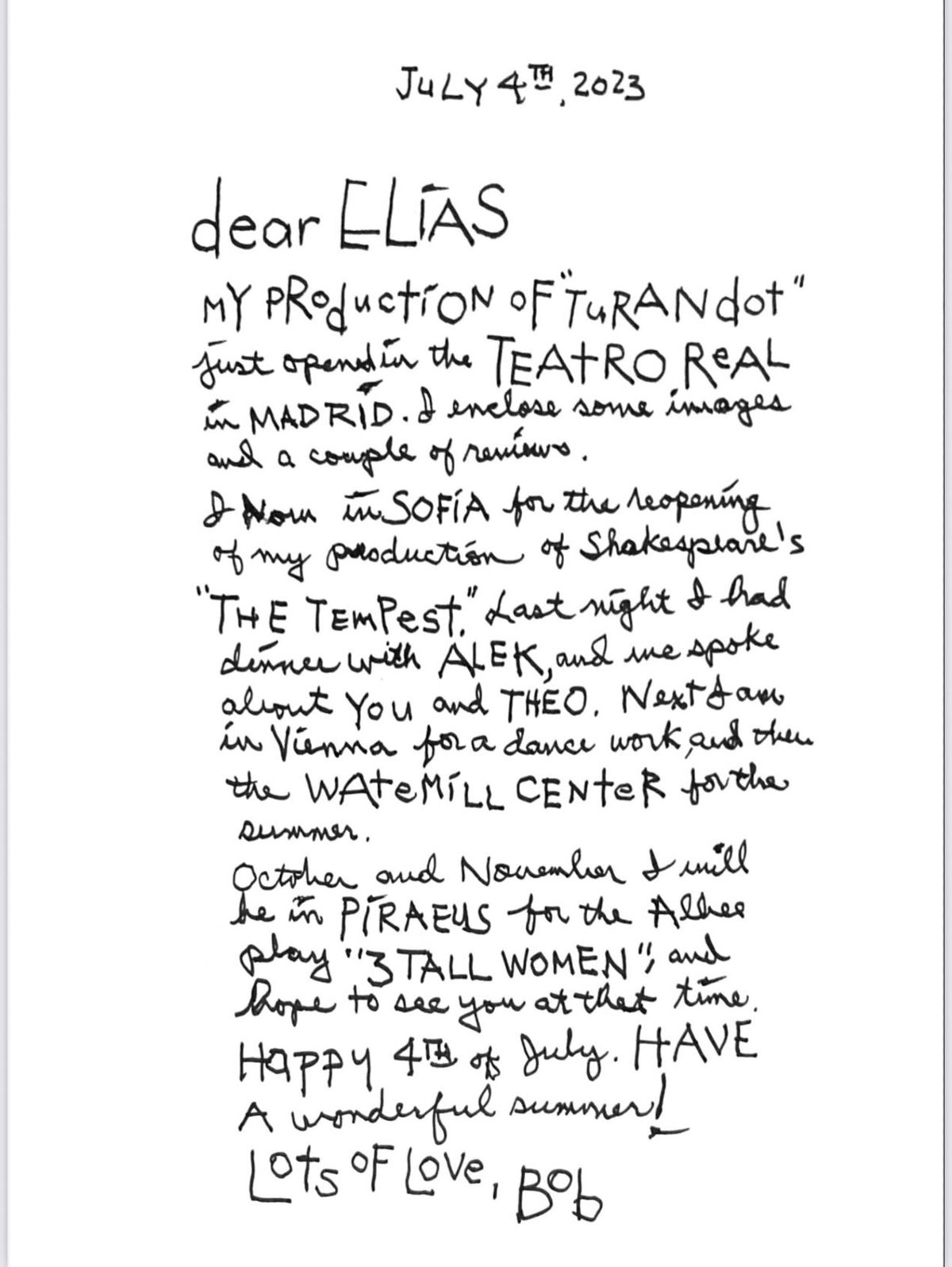 Ο Ηλίας Ψινάκης με τον Μπομπ Γουίλσον