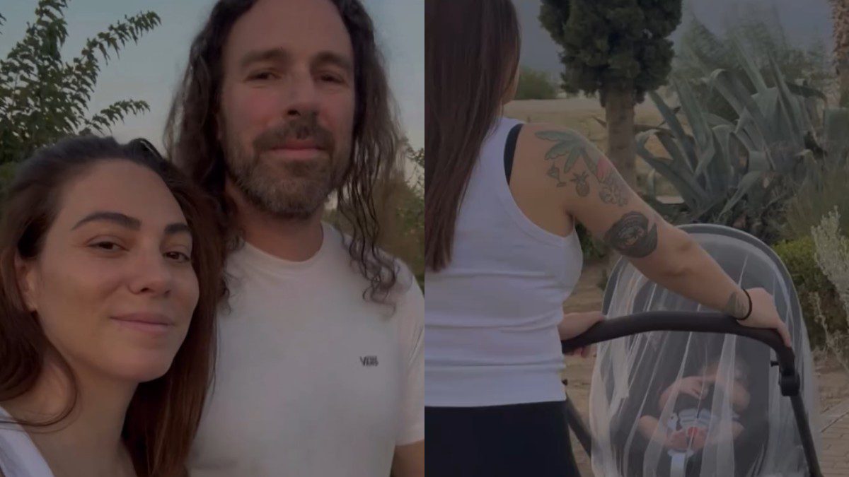 Ο Γρηγόρης Μόργκαν με την Ευρυδίκη Βαλαβάνη στην πρώτη βόλτα με τον γιο τους