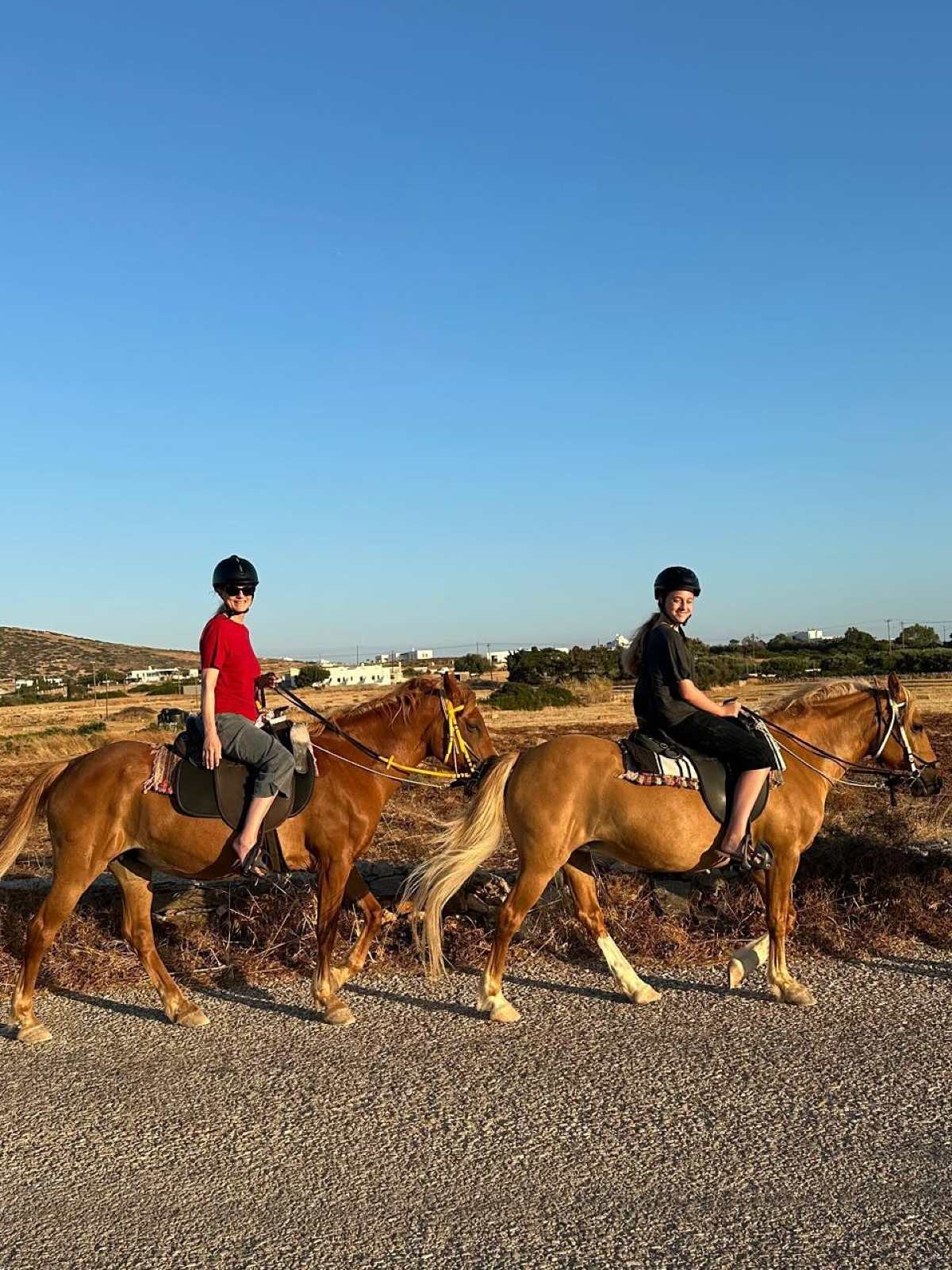 Η σύζυγος και η κόρη του Νίκου Χατζηνικολάου σε άλογα